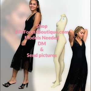 Black beaded long swing mess over black lining